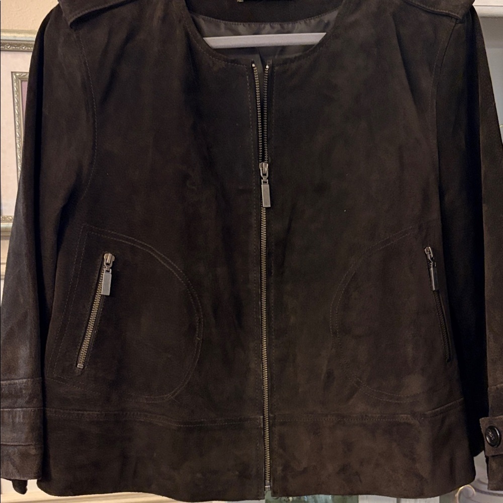 Ashley B.Bernardo Dark Brown leather Suede Women's Jacket Y2K